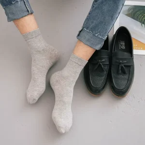 Men’s 100% Cotton Crew Thin Solid Socks Spring Summer Sweat Absorbent Breathable Xinjiang Cotton Non Smelly Business