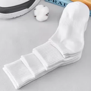 Men’s 100% Cotton Pure White Crew Socks Solid Color Black Womens Ankle Socks Custom Logo Letters Sports Socks