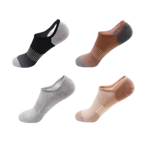 Men’s 360 Degree Silicone Anti Slip Breathable Cotton Solid No Show Low Cut Socks Thin Invisible Plain Casual Design
