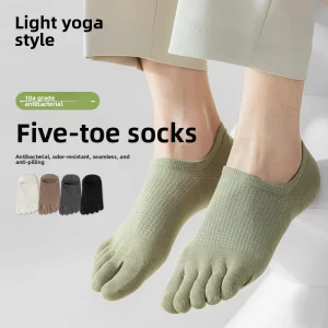 Mens 5 Toe Thin Cotton Solid Summer Ankle Socks Seamless Mesh Breathability Antibacterial Deodorizing Anti pilling