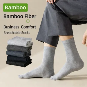 Men’s 75% Bamboo Cotton Socks High Density Knitting Soft Comfortable Moisture Wicking Business Dress Socks