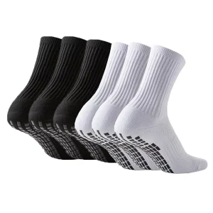 Men’s Adult Thick Crew Casual Soccer Socks Knitted Breathable Cotton Nylon Spandex Geometric Pattern Non slip Football Body