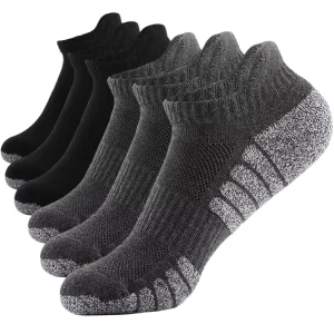 Men’s Ankle Athletic Socks Low Cut Cotton Blend Breathable Cushioned Running Socks with Sport Tab
