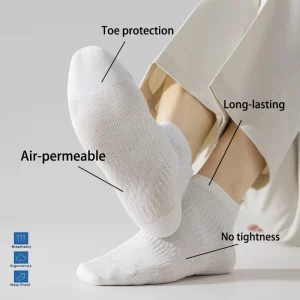 Mens Ankle Athletic Socks Solid Color Knitted Geometric Pattern Quick Dry Breathable Cotton Spandex Anti Slip Sports