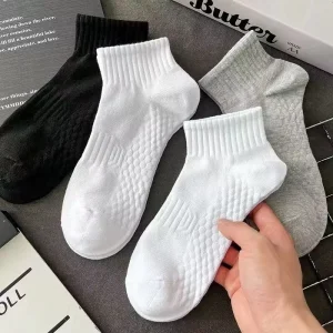 Men’s Ankle Boneless Knitted Sports Socks ODM Non slip Antibacterial Shock Absorption Cotton Spring Summer Autumn Solid Design