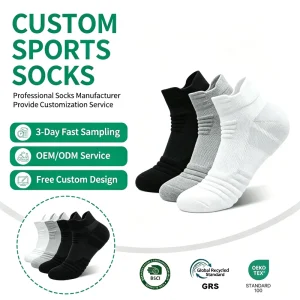 Men’s Ankle Running Socks Knitted Sweat Absorbing Non Slip Cushioned Towel Soled Cuff Professional Summer