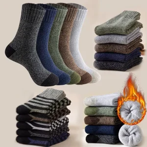 Men’s Ankle Winter Plus Fleece Standard Eco Friendly Nylon Print Socks with Body and Cuff Design One Size Daily Use