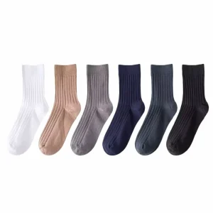 Men’s Anti Bacterial Cotton (98%) Socks Double Needle Business Stockings for Spring Autumn Thin Deodorant Casual Black