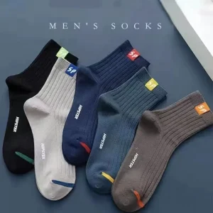 Men’s Anti slip Football Socks Spring Mid Tube Versatile Solid Color Deodorant Sweat Absorbent Antibacterial Pure Cotton