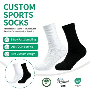 Men’s Athletic Crew Socks Basketball Sports Socks Anti-Slip Anti-Odor Cushioned Terry Cotton Spandex Knitted Functional Socks
