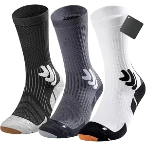 Men’s Athletic Crew Socks Compression Running Socks Coolmax Moisture Wicking Anti Blister Cushion for Summer Youth Adult
