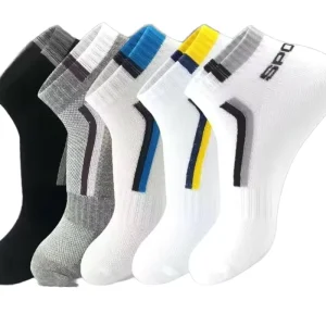 Men’s Athletic Running Sports Ankle Socks Breathable Summer Casual Thin Low Cut Sport Socks Logo Cuff Bottom Knitted