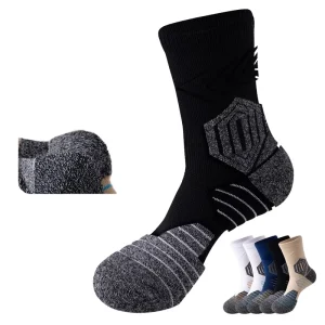 Men’s Autumn Basketball Mid-Calf Sports Socks Outdoor Badminton Running Anti-Slip Shock Absorption Sweat-Wicking