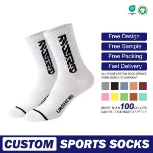 Men’s Autumn Casual Crew Socks Anti Bacterial Knitted Breathable Sweat Absorbent Trendy Personalized Letter Cuff Body Sports