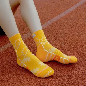 Men’s Autumn Casual Medium Breathable Anti Bacterial Jauqard Running Socks Odor Proof Body Knitted Crew Sports
