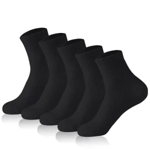 Men’s Autumn Knitted Black White Solid Cotton Crew Socks Breathable Eco-Friendly for Diabetic Casual Business Bottom Logo