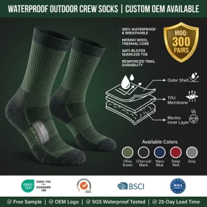 Men’s Autumn Outdoor Trekking Hiking Patterned Crew Socks Spandex Polyester Cotton