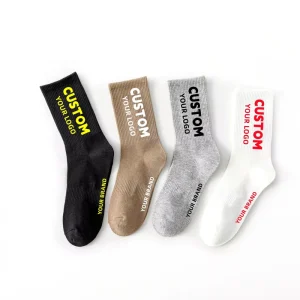 Men’s Autumn Running Sports Socks Anti Bacterial Anti Slip Letter Pattern Custom Colors & Sizes