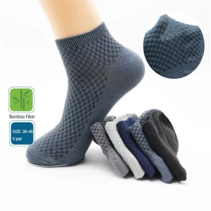 Men’s Bamboo Fiber Ankle Socks Summer Business Short Breathable Mesh Socks