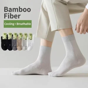 Men’s Bamboo Fiber Crew Socks Summer Thin Cool Feeling Breathable Casual Socks Anti Odor Sweat Wicking for Daily Wear