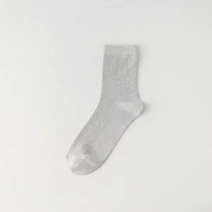 Men’s Bamboo Fiber Socks Summer Crew Socks Seamless One-Piece Knit Moisture-Wicking Antibacterial Odor-Resistant