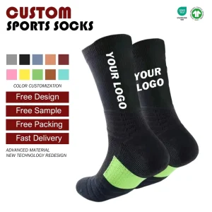 Men’s Basketball Crew Socks Terry Knitted Anti Slip Breathable Eco Friendly Cuff Bottom Logo Casual Summer Custom