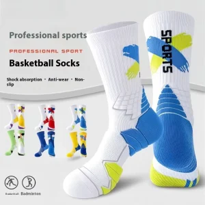Men’s Basketball Football Training Socks Non Slip Autune Winter Stockings Towel Bottom Thickened Crew for Middle School Students