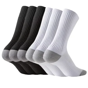 Men’s Basketball Sports Crew Socks Terry Bottom Heel Sweat-Absorbent Mid-Tube Towel Anti-Bacterial Features Bagged Socks