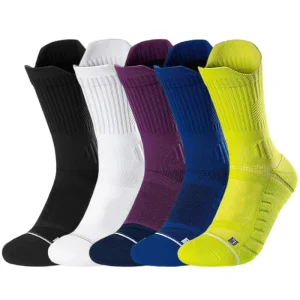 Men’s Basketball Sports Socks Large Size Anti Slip Practical Mid Length Towel Bottom Professional Stockings for Sports