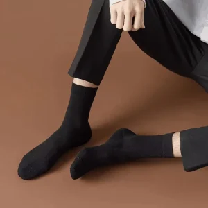 Men’s Black Business Socks With Suit Leather Shoes Long Tube Cotton Socks
