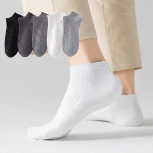 Men’s Breathable Ankle Socks Solid Color Cotton Sporty Style Woven Crew High Stockings Unisex Sale