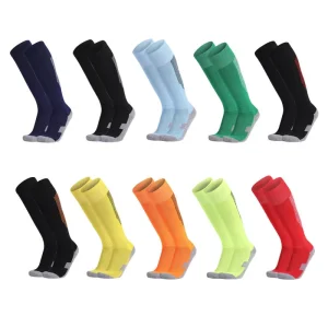 Men’s Breathable Anti Bacterial Socks Quality Colorful Breathable Terry Thick Colorful Sports Long Soccer Men Football Socks