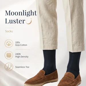 Men’s Breathable Soft Knitted Egyptian Cotton Nylon Thin Dress Socks Solid Color Anti Bacterial Sweat Absorbent for Work Daily