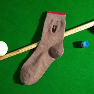 Men’s Business Casual Crew Socks Solid Color Embroidered Golf Cotton Cuff Customizable Sporty Breathable Moisture-Wicking
