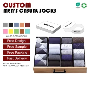 Men’s Business Socks Custom Cotton Knit Corporate Gift Uniform Winter Striped Sporty Anti Slip Chaussettes Homme Bottom