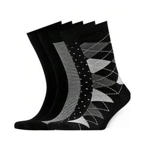 Men’s Business Socks Striped Long Socks Diamond Pattern Socks