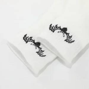 Men’s Cartoon Crew Socks Cotton Breathable Athletic Socks White Short Sport Socks with Letter Embroidery