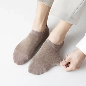 Men’s Casual Ankle Socks Summer Style Mesh Low Cut Invisible Solid Color Business Athletic Cotton