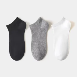 Men’s Casual Ankle free Socks with Breathable Cotton Thick Loops and Customizable White Cuffs