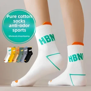 Men’s Casual Crew School Student Pure Cotton Mid-Calf Sports Running Stockings Deodorant Boneless Youth Summer Body