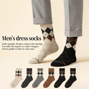 Men’s Casual Dress Socks Anti-Bacterial Cotton Blend Calf-length Sweat-Absorbent