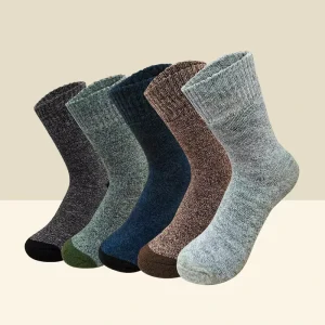 Men’s Casual Mid-Calf Fleece-Lined Terry Socks Winter Thickened Warm Crew Style Breathable ODM Body Logo Position