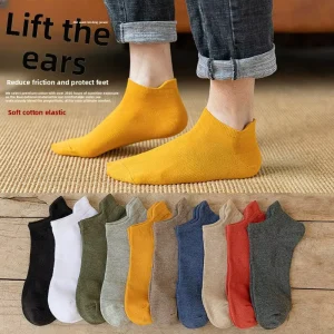 Men’s Casual Short Socks Pure Cotton Breathable Odor Resistant Low Cut Solid Color Anti Friction