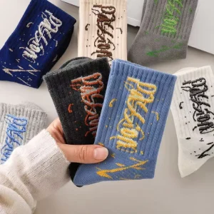 Men’s Casual Socks Autumn Winter Trendy Odor proof Moisture wicking Polyester cotton Basketball Sports Student Letter Customized