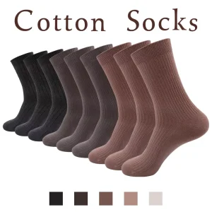 Men’s Casual Socks Double Needle Business Mid Calf Cotton Autumn Winter Custom Logo Socks