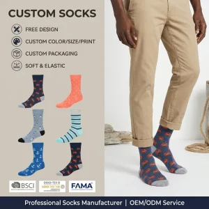 Men’s Casual Socks Stretchy Jacquard Polka Dot Creative Pattern Socks Men Personalized Sock for Trekking Daily Life