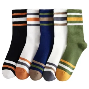 Men’s Casual Sport style Breathable Cotton Blend Knitted Socks with Custom Designs Spring Summer