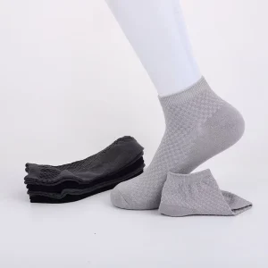 Men’s Casual Sports Cotton Bamboo Fiber Anti-Bacterial Socks Double Needle Short Tube Crew High Solid for Spring Bottom Body
