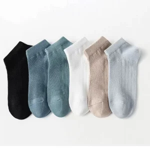 Men’s Casual Summer Crew Height Mesh Socks Business Wear with Custom Body Logo on Bottom