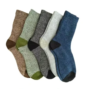 Men’s Casual Winter Thermal Fleece Lined Thick Terry Towel Crew Socks Warm Loop Pile Outdoor Hiking